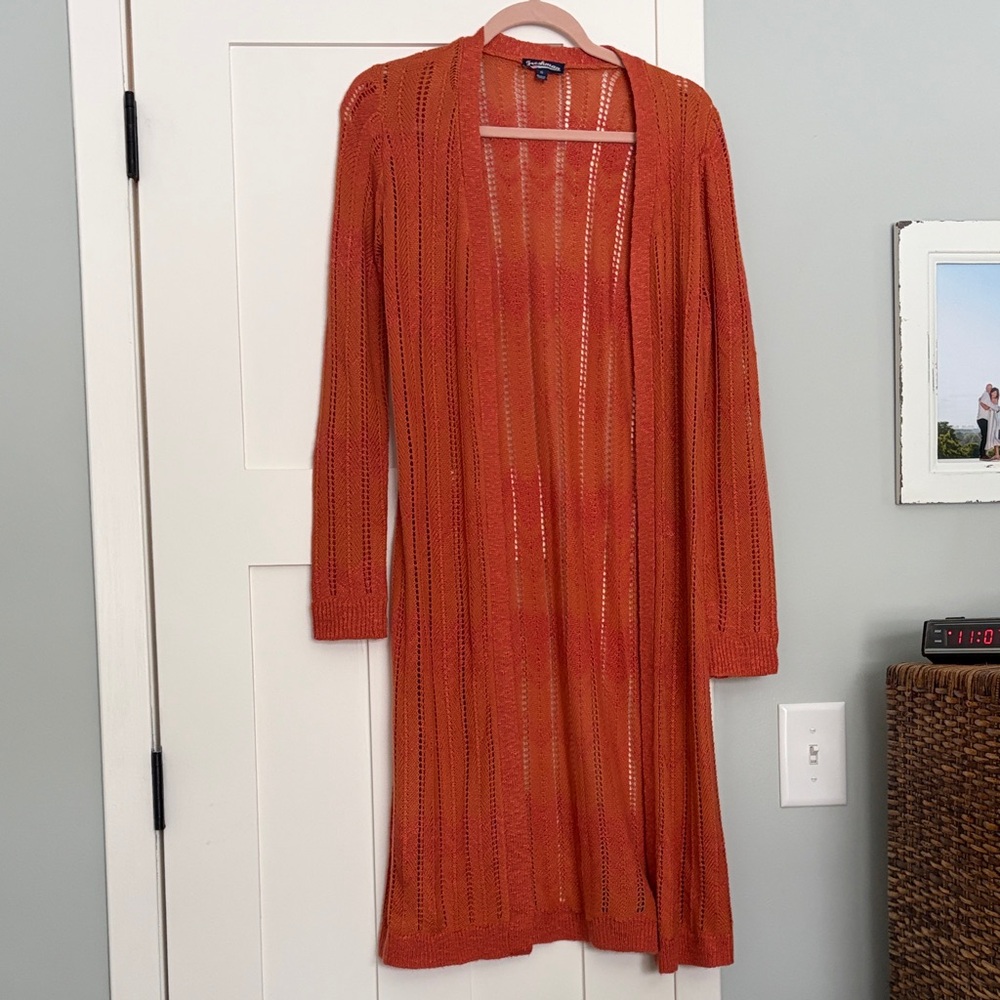 Freshman Orange/Pink Open-Front Cardigan